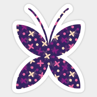 Purple butterfly and flower pattern Sticker